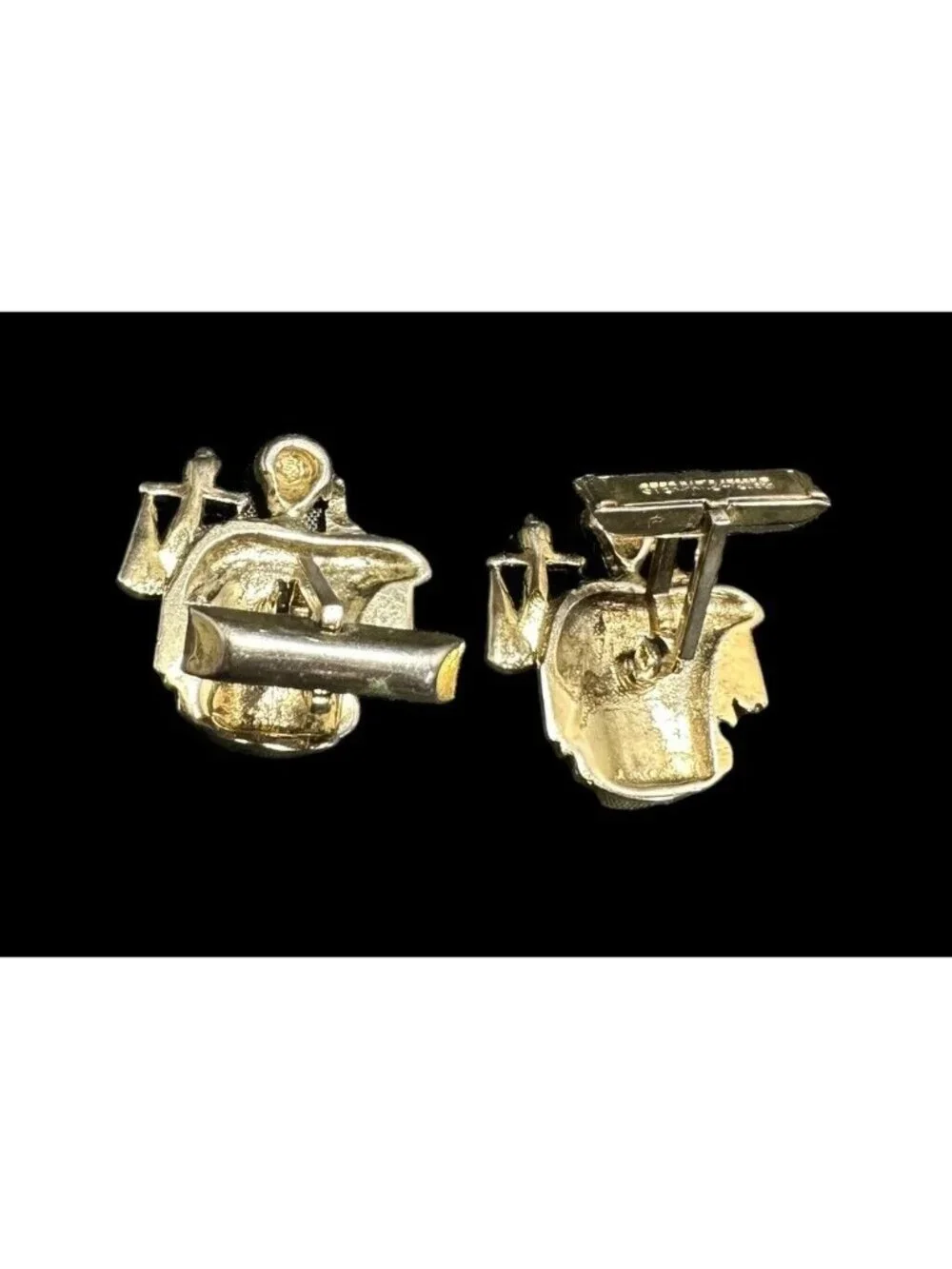 Vintage Sterling Silver Lady Justice Cufflinks Scales Judge Sword Blindfold